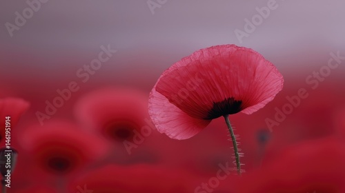 Vibrant poppy field in soft focus