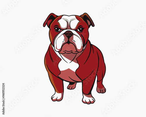 angry bulldog engraved in vector form, portraying ferocity with meticulous detail, capturing strength and tenacity.	