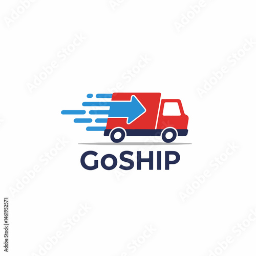 GoShip: Fast Delivery Truck Logo with Speed Lines & Arrow.

