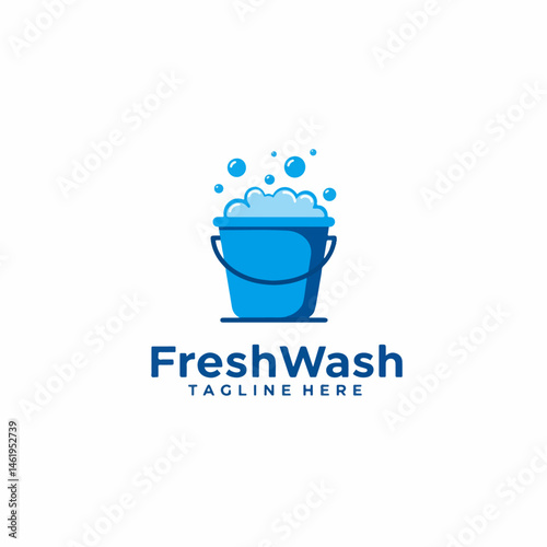 FreshWash: Laundry and Cleaning Service Suds Bucket Logo

