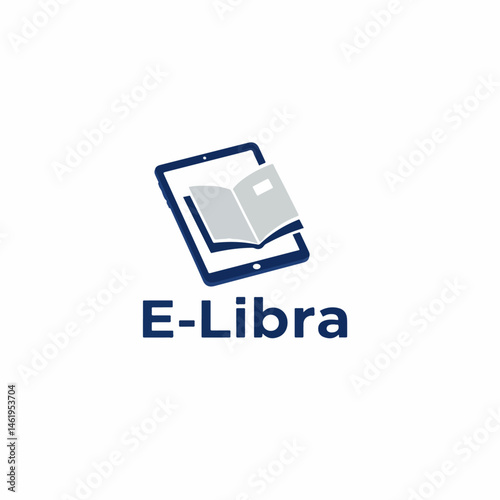 E-Libra Logo: Digital Library and E-Learning Icon with Tablet & Book.

