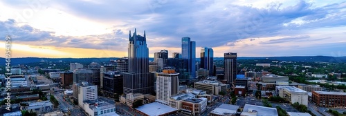 overhead photo of nashville downtown skyline