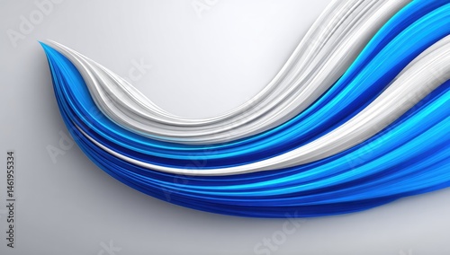 Abstract background featuring a flowing, dynamic ribbon of white and vibrant blue colors.  The ribbon curves smoothly, creating a sense of movement and dynamism against a neutral backdrop