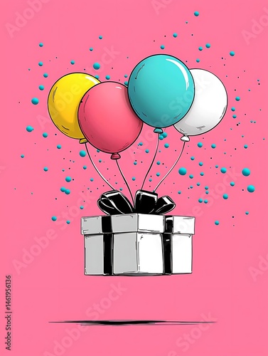 Gift balloons on pink background