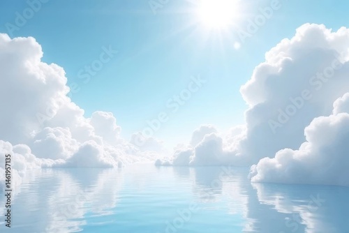 A clear blue sky with white clouds on a sunny summer day