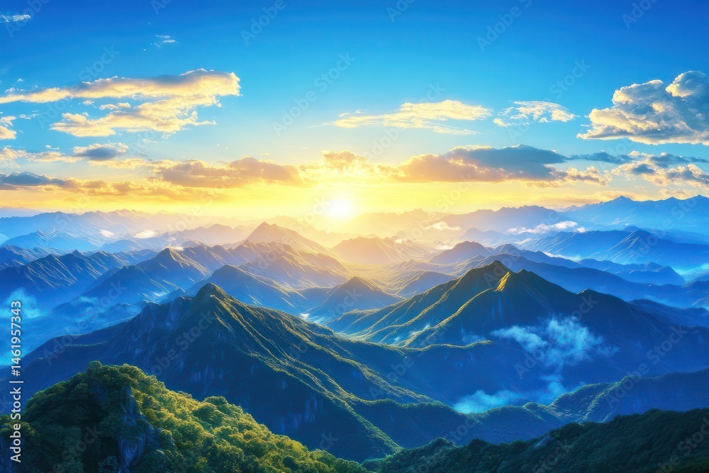 Obraz premium Mountain range sunrise landscape