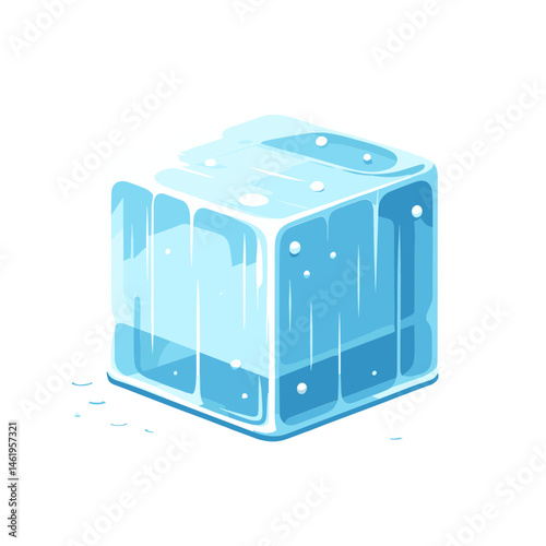 Vector illustration of ice cube for cooling beverages concept, refreshing design