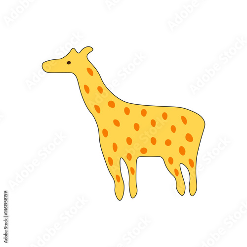 Cartoon Flat Giraffe Vector – Yellow Safari Animal for Kids
