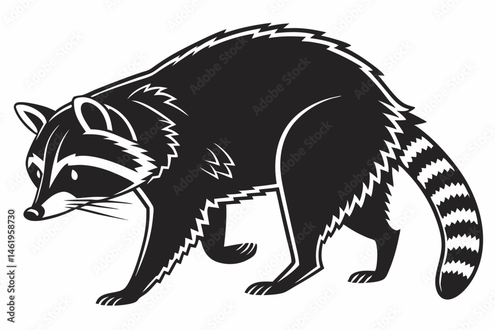 Obraz premium raccoon sihouette black vector