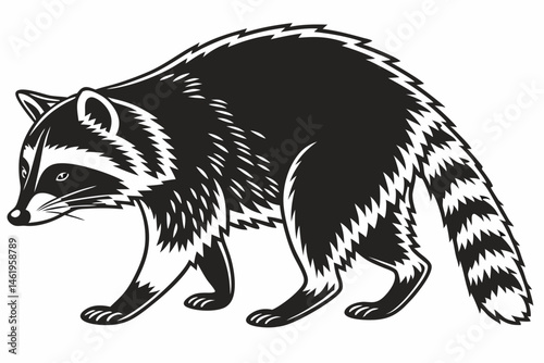 raccoon sihouette black vector