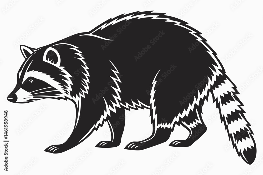 Obraz premium raccoon sihouette black vector