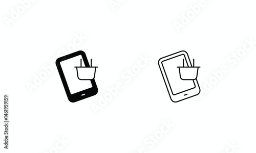 Online Shopping icons set Line and Glyph black vector icon stock illustration