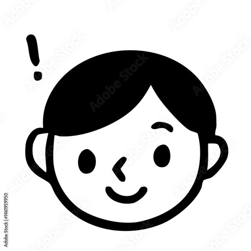 顔のイラスト　白黒-18