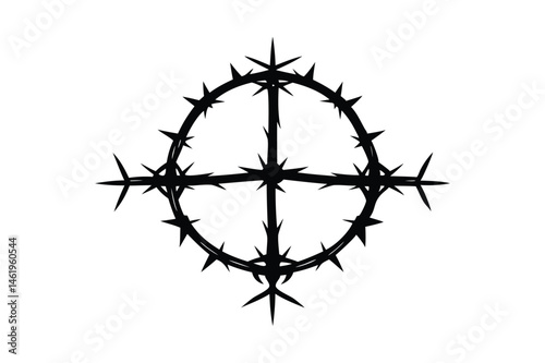Thorns Christian symbol silhouette on white background