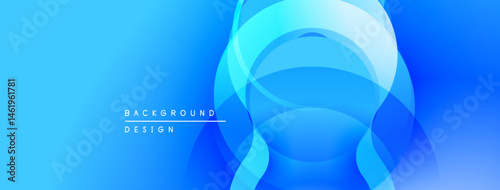 Abstract blue background. Overlapping circles create dynamic visual effect. Modern design suitable for banners, websites.