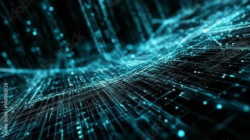 Abstract Digital Connection Network Animation Background in Blue Tones