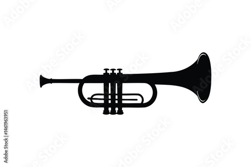 Trumpet silhouette on white background