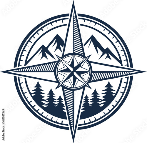 vector illustration of a compass