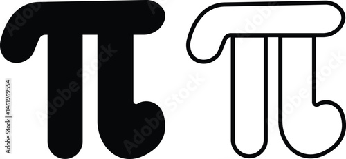 Pi icons set flat, outline styles. Standard design pi symbols for your banner, poster, template, websites and app. Archimedes' constant vectors graphic illustration isolated on transparent background.