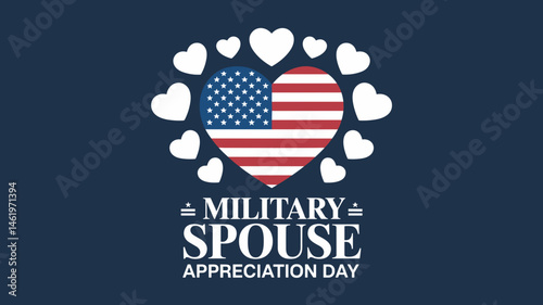 Military Spouse Appreciation Day Design with Heart and U.S. Flag