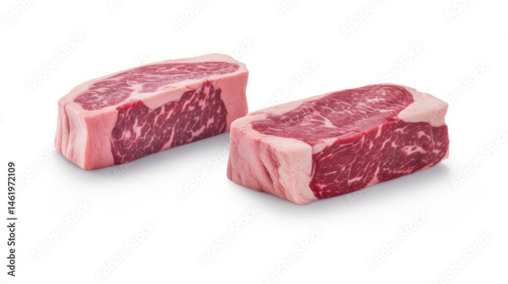 Obraz premium Two raw beef strip steaks