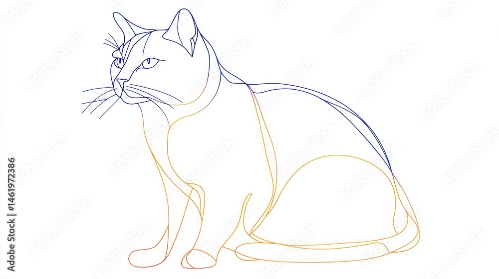 Fototapeta premium One-line drawing of a cat
