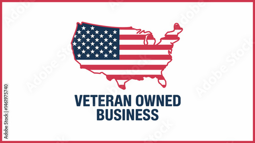 Veteran Owned Business Logo with American Flag in USA Shape