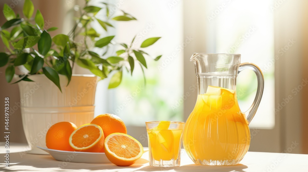 Naklejka premium breakfast fresh orange juice