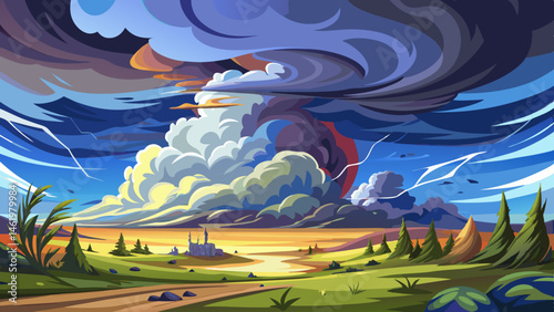 Supercell storm clouds and severe weather