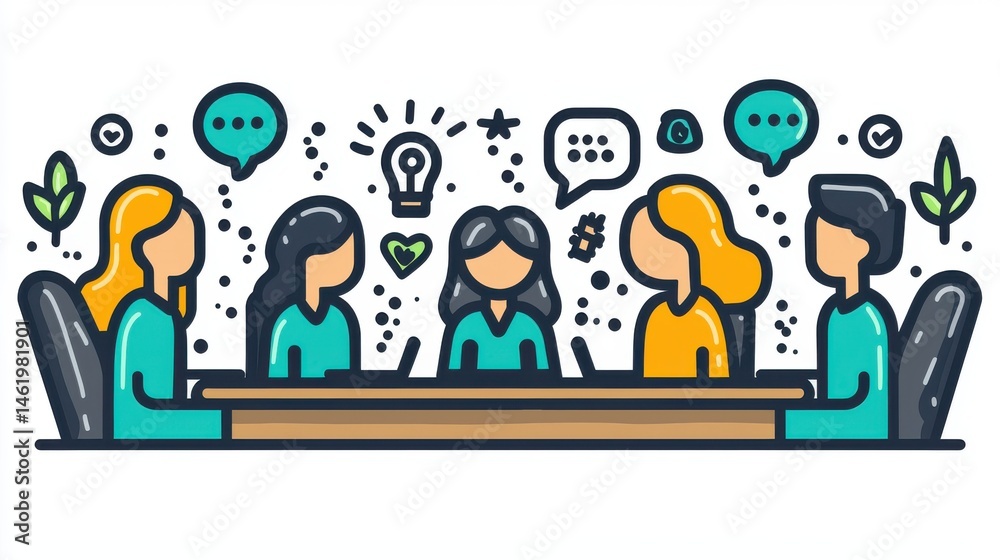 A group of professional individuals from different backgrounds engaged in a collaborative discussion brainstorming and sharing ideas to drive innovation and growth within their organization A group of professional individuals from different backgrounds engaged in a collaborative discussion brainstorming and sharing ideas to drive innovation and growth within their organization