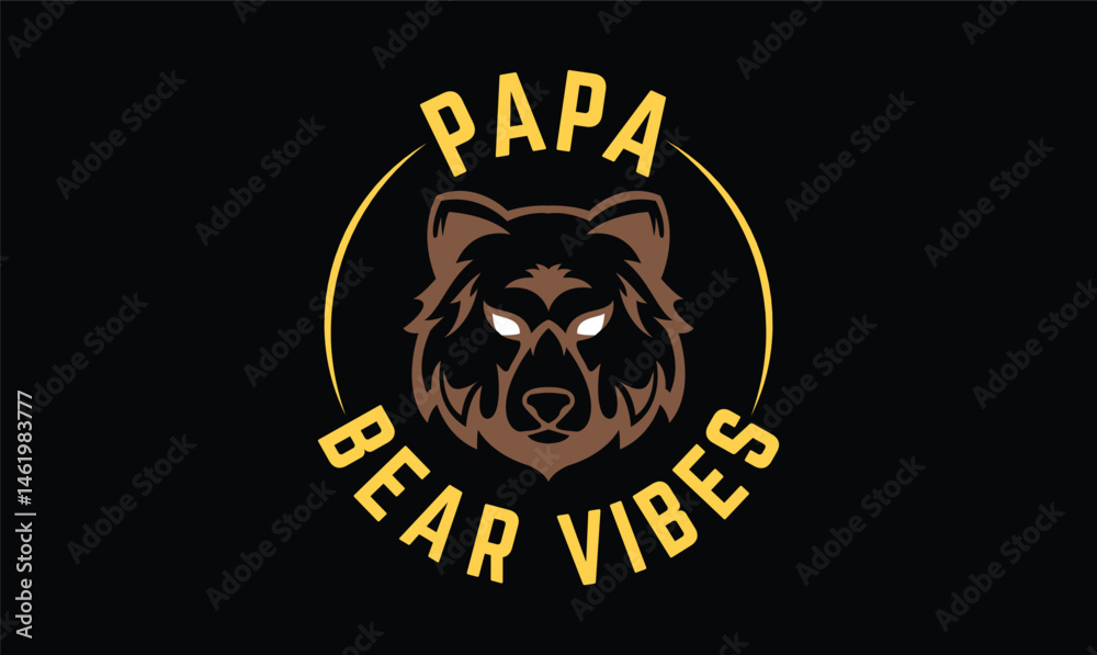 Naklejka premium papa bear vibes t shirt desing