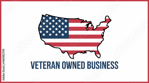 Veteran Owned Business Logo with American Flag in USA Shape