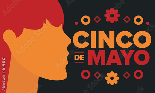 Cinco de Mayo in Mexico. Traditional mexican fiesta in May. National happy holiday with carnival, festival and parade. Latin american and spanish pattern. Illustration with sombrero. Vector poster