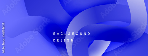 Abstract blue background. Fluid shapes overlap, creating dynamic visual effect. Text reads background design. Modern, vibrant composition.