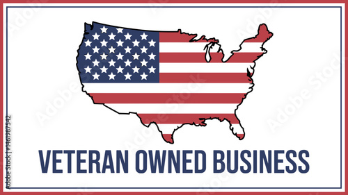 Veteran Owned Business Logo with American Flag in USA Shape