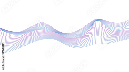 Abstract Wavy Lines Holographic Waveform Futuristic Contemporary Isolated Vector Design Element for 3d Backgrounds. Purple and Blue Colorful Rainbow Dynamic Fluid Motion Shapes