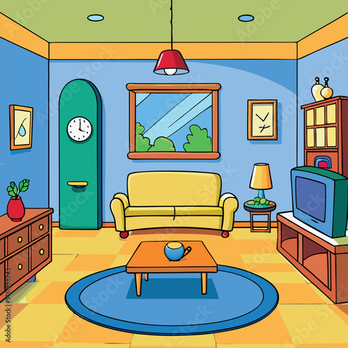 A luxury living room interior showcases a comfortable sofa, and a stylish table, bathed in light from a large window