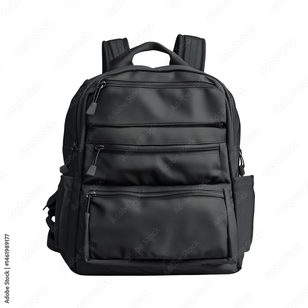 Fototapeta premium Contemporary black backpack showcasing sleek design and versatile storage solutions