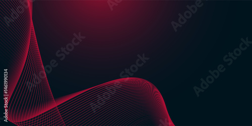 Abstract red wave line pattern on dark blue background. Futuristic technology concept. Suit for banner, poster, cover, brochure, flyer, website