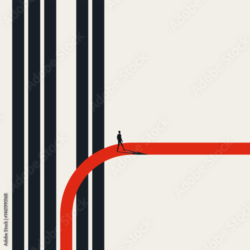 Go your own way, business vector concept. Symbol of creativity, individuality, motivation, ambition. Minimal design eps10 illustration.