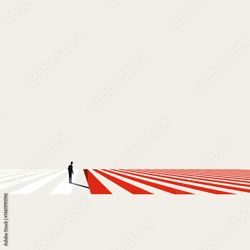 Business challenge vector concept. Symbol of crosswalk, strategy, finding solution and opportunity. Minimal design eps10 illustration.