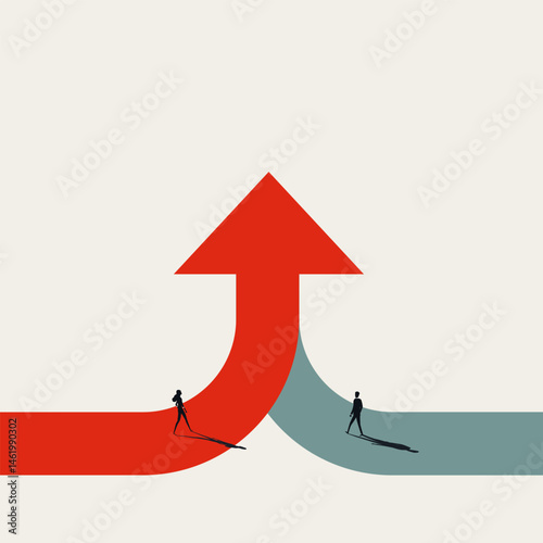 Business merger or cooperation vector concept. Symbol of agreement, cooperation, teamwork. Minimal design eps10 illustration.