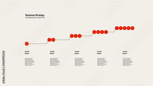 Business growth strategy vector infographic and presentation concept. Timeline layout. Eps10 editable illustration.
