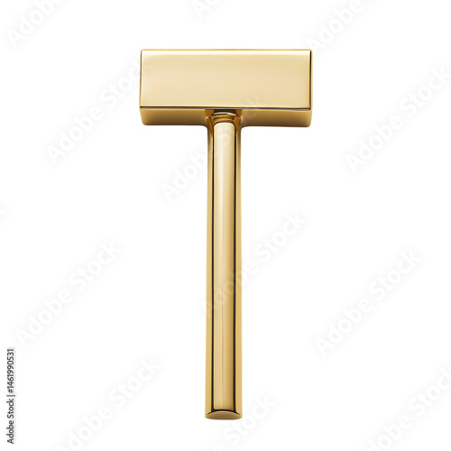Minimalist Modern Golden Hammer with Sleek Geometric Design and Polished Metallic Finish Ideal for Luxury Branding