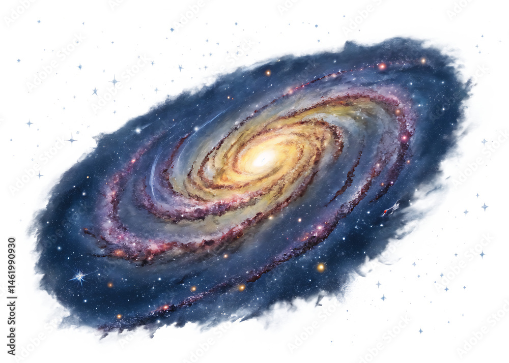 Fototapeta premium spiral galaxy isolated on white background, PNG