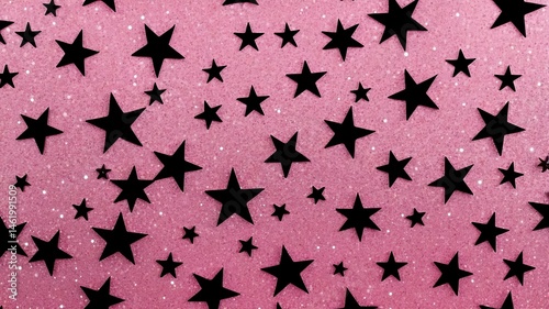 Wallpaper Mural Seamless black stars glitter pattern on pink background Torontodigital.ca