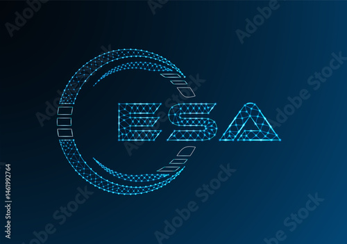 ESA low poly letter logo vector design. ESA lower poly logo design. Low poly logo.