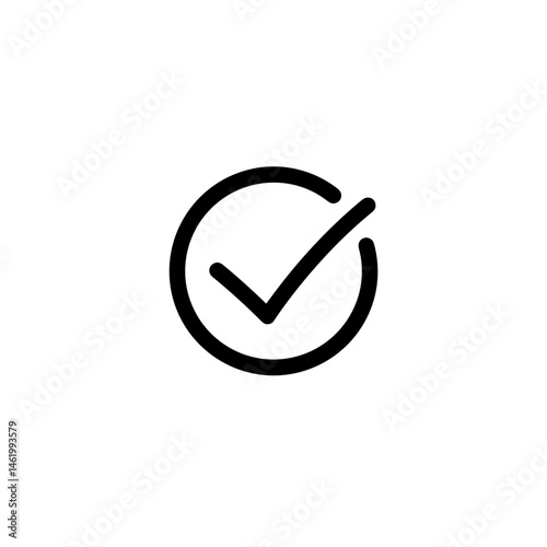 Icon representing a checkmark in a circular design  