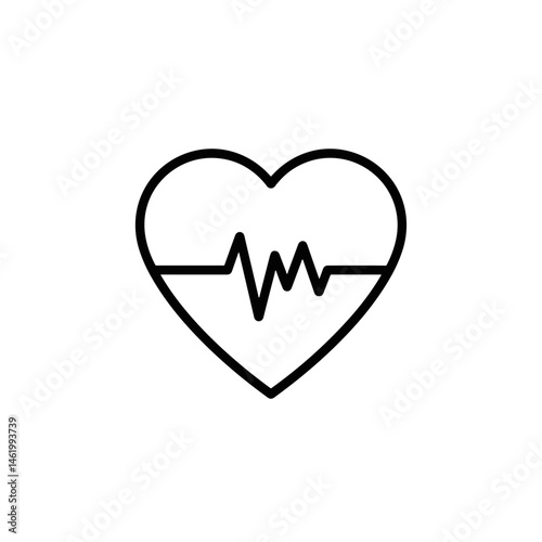 Heartbeat Icon with EKG Wave in Minimalistic Style  