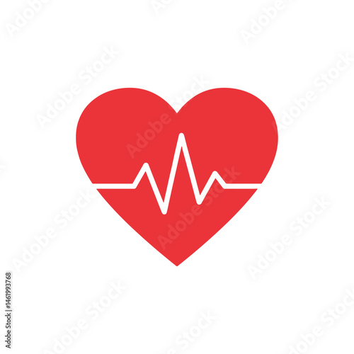 Heart Icon with EKG Line in Minimalist Red Design  